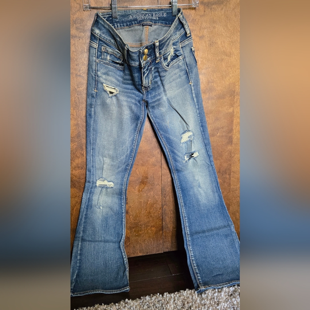 American Eagle Blue Flare Wide Leg Jeans